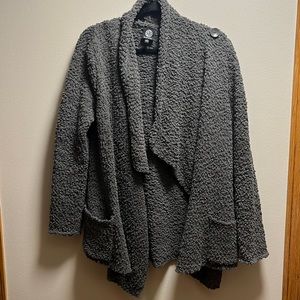 Bobeau gray/green fuzzy, flowy cardigan